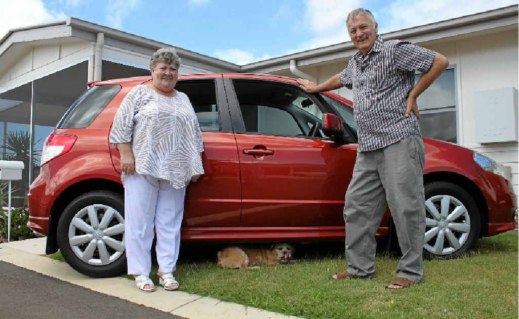 Sharon and Ron Rankin and Bear the dog check out their new wheels and digs at Oak Tree retirement village. Sharon and Ron Rankin and Bear the dog check out their new wheels and digs at Oak Tree retirement village.